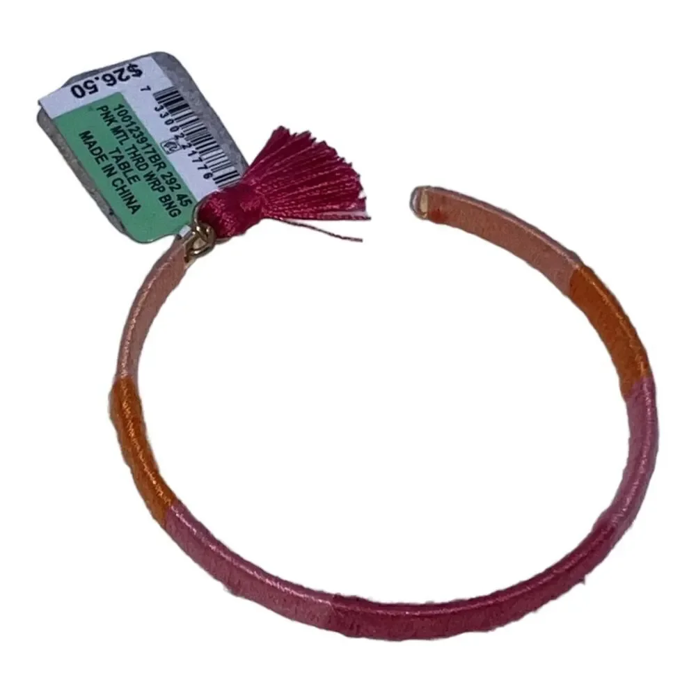 Inc Gold-Tone Tassel Charm Color-Block Thread-Wrapped Bracelet New - Picture 3 of 4